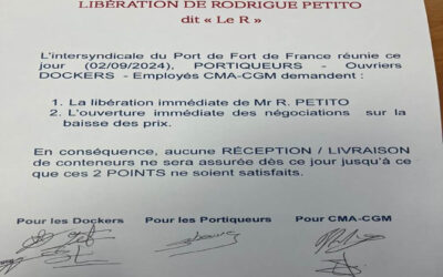 Communiqué des syndicats des ouvriers dockers du port de Fort de France