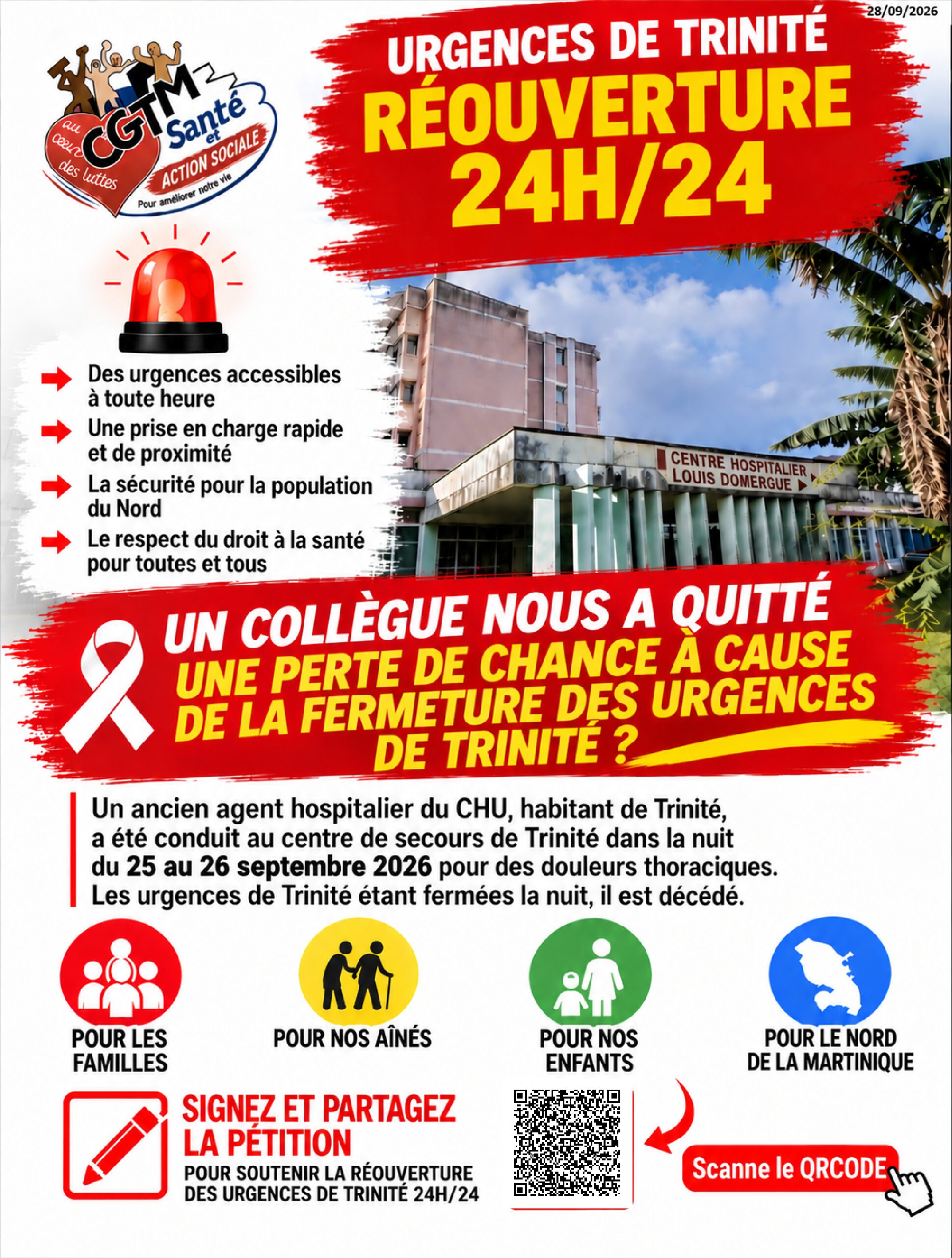 Exigeons la réouverture des urgences à l&rsquo;hôpital de TRINITE